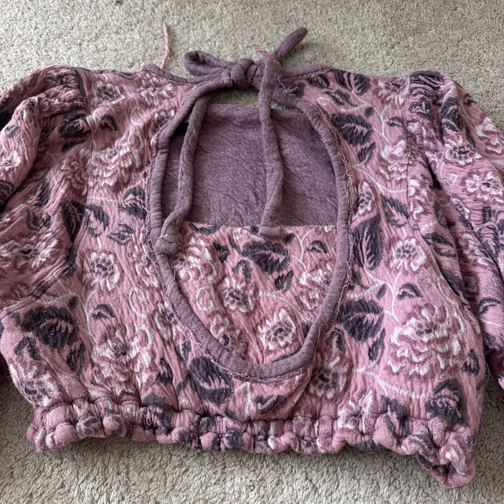 Free People FP Womens No Ordinary Top in Dusty Rose Combo Size L 3/4 Sleeve